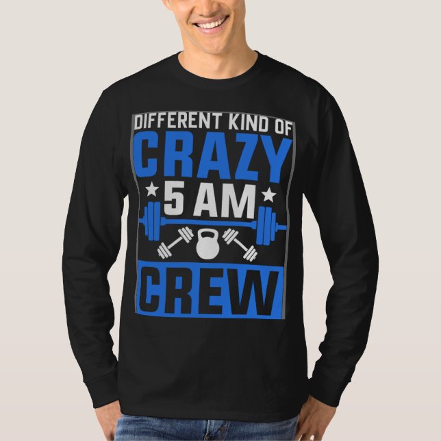 Workout Squad 5AM Crew  Gym Quote T Shirt (Framsida)