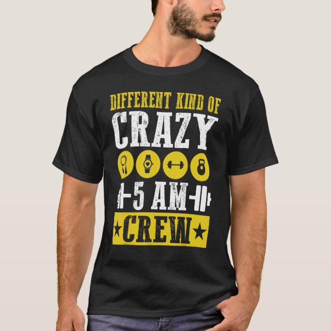 Workout Squad 5AM Crew Shirt Funny Gym Quote T (Framsida)