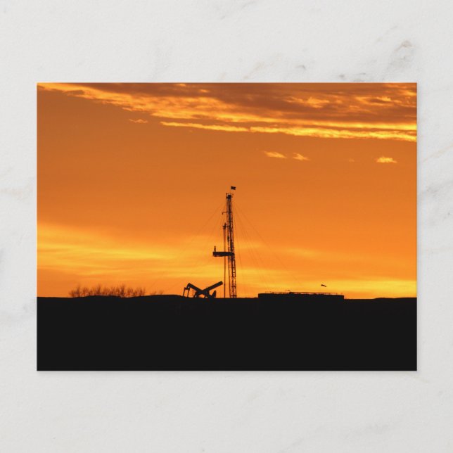 Workover Rig vid Sunset Postcard Vykort (Framsida)