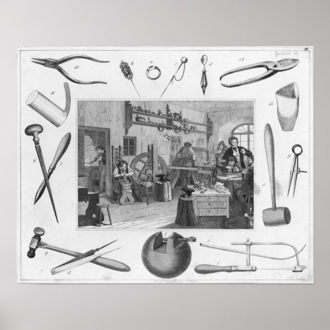 Workshop and main verktyg of jewelry, 1810 poster (Framsidan)