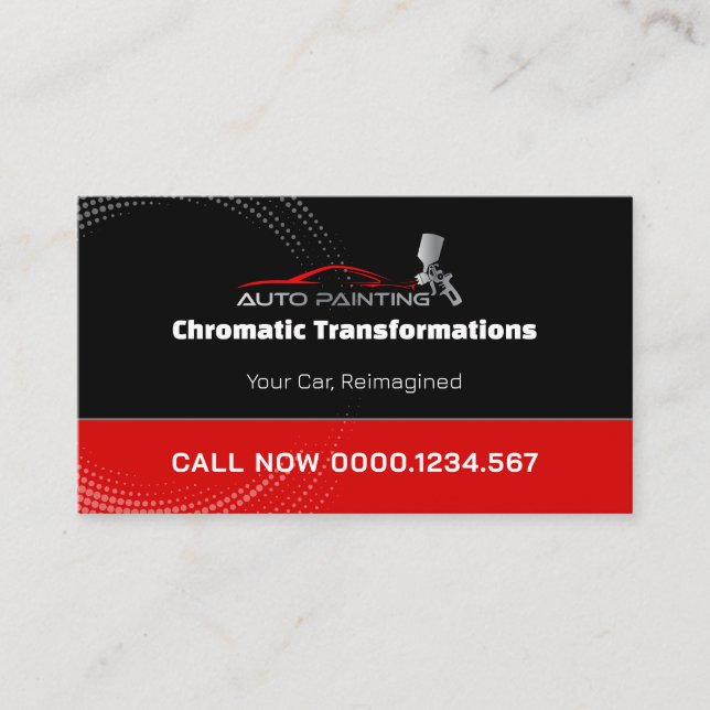 Workshop för automatisk färgning | Professionell Visitkort (Framsida)