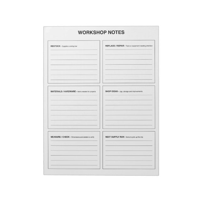Workshop Notes Träbearbetning & DIY-organisation Anteckningsblock (Roterad)