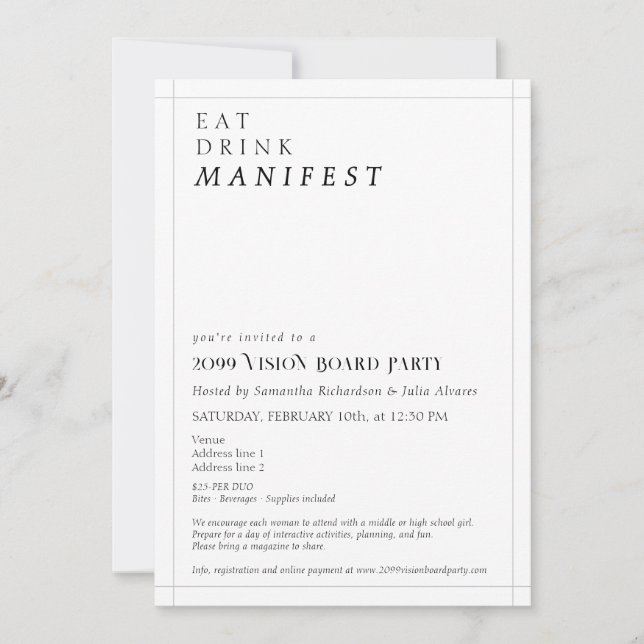 Workshop om kvinnliga nätverk i Vision Board Party Inbjudningar (Framsida)