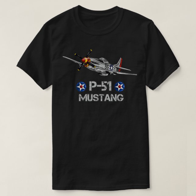 World2 American Aircraft P51 Mustang Fighter T Shirt (Design framsida)