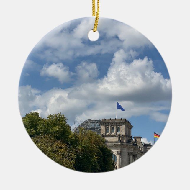 World2Celebrate: Grönt Berlin Julgransprydnad Keramik (Framsidan)