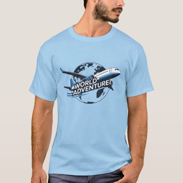 World Adventure Airplane Travel T-Shirt (Framsida)