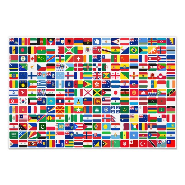 World All Land Nation Flaggor Fototryck (Framsidan)