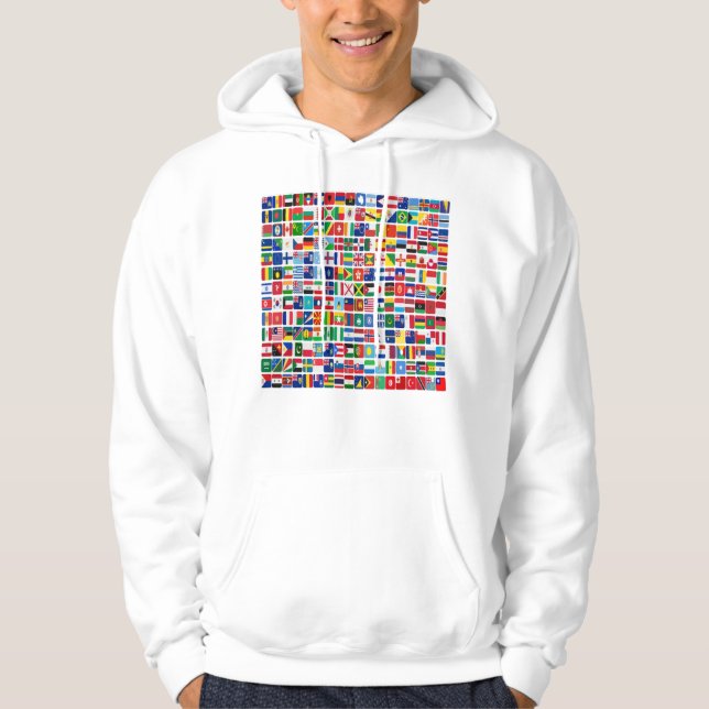 World All Land Nation Flaggor Hoodie (Framsida)