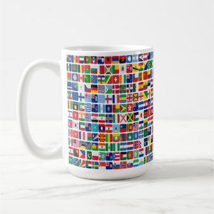 World All Land Nation Flaggor Mönster Kaffemugg