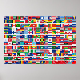 World All Land Nation Flaggor Poster
