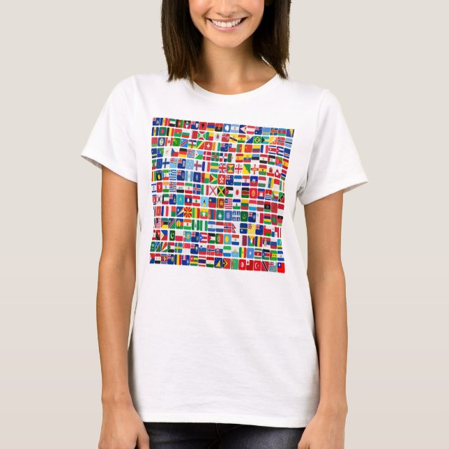 World All Land Nation Flaggor T Shirt (Framsida)