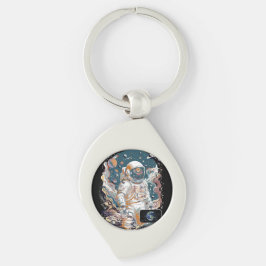 World Astronaut-design Swirl Silverfärgad Nyckelring