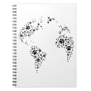 World Atlas Hund Tass avtryck Anteckningsbok