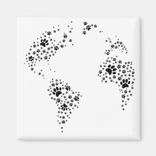 World Atlas Hund Tass avtryck Magnet