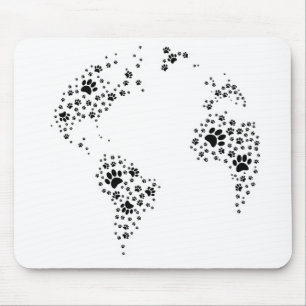 World Atlas Hund Tass avtryck Musmatta