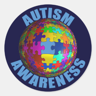World Autism Awareness 3" Round Stickers (6/lakan) Runt Klistermärke