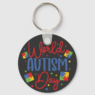 World Autism Awareness Day Colorful Puzzle Piece Nyckelring