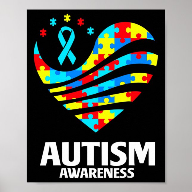 World Autism Awareness Puzzle Delar Heart Autisti Poster (Framsidan)