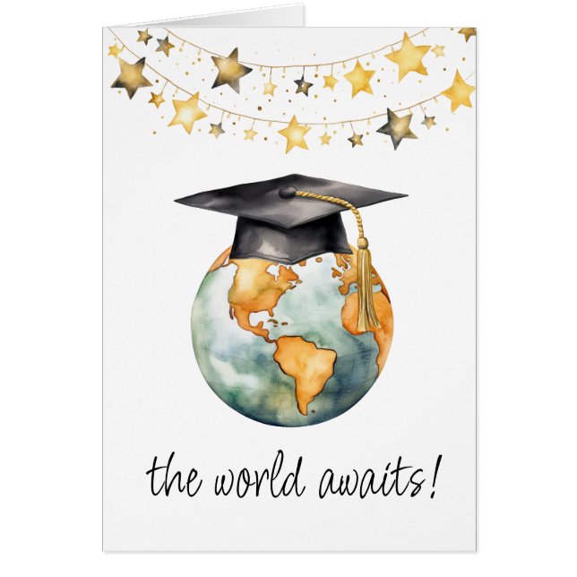 World Awaits Congratulations Graduate Greeting  Hälsningskort (Framsidan)