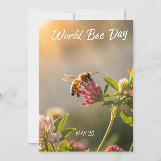 World Bee Day Honeybee Floral Art Julkort (Framsida)