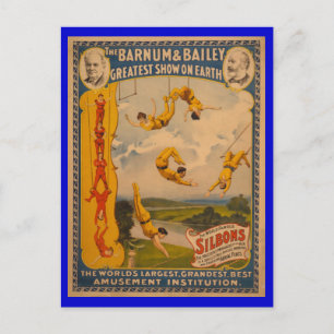 World Berömd Silbons Barnum & Bailey Circus Poster Vykort