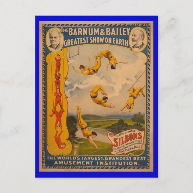 World Berömd Silbons Barnum & Bailey Circus Poster Vykort (Framsida)