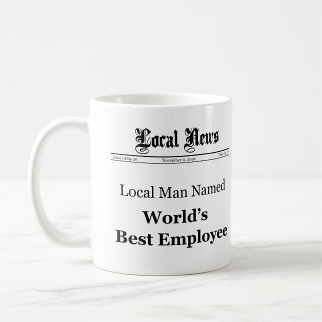 World Best Employee Classic Newspaper Mugg (Manar) (Vänster)