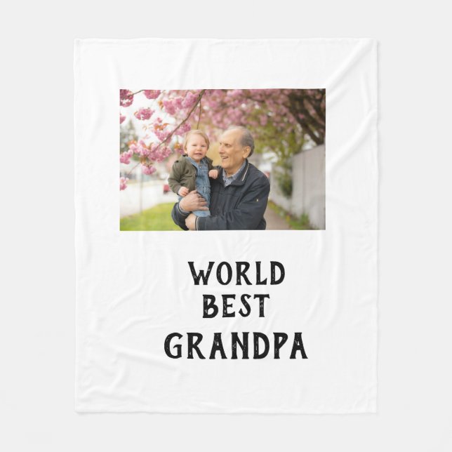 World best Grandpa photo name father's day grandpa Fleecefilt (Framsidan)