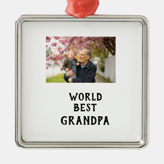 World best Grandpa photo name father's day grandpa Julgransprydnad Metall (Framsidan)