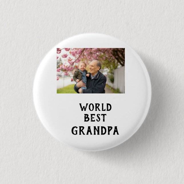 World best Grandpa photo name father's day grandpa Knapp (Framsida)