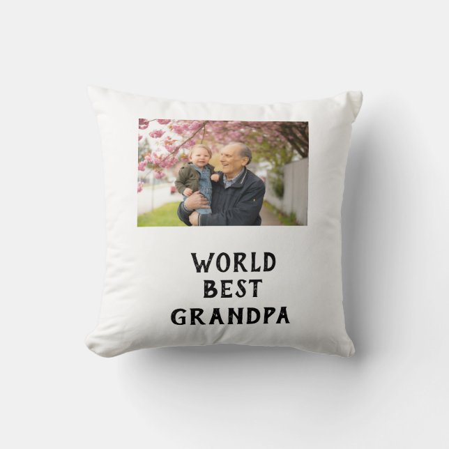 World best Grandpa photo name father's day grandpa Kudde (Framsida)