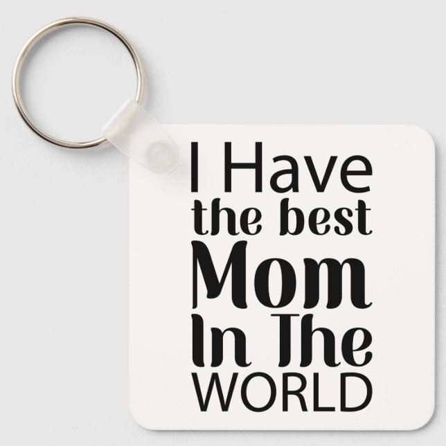 World Best Mamma Elegant Black and White Script Nyckelring (Framsida)
