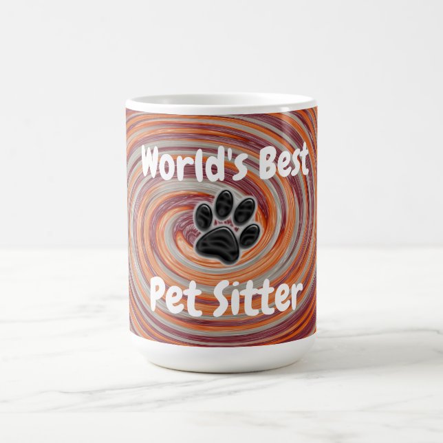 World Best Pet Sitter Groovy Paw Print Caregiver Kaffemugg (Center)