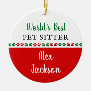 World Best Pet Sitter Tack julgåva Julgransprydnad Keramik