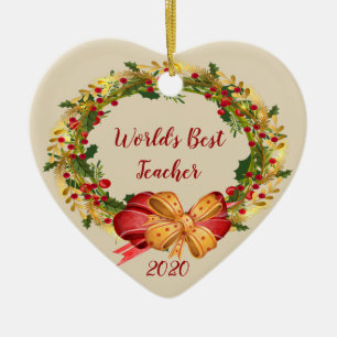 World Best Teacher Dag Antique Wandejul Julgransprydnad Keramik