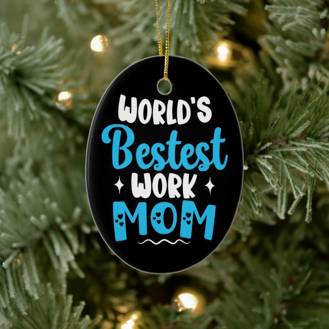 World Bestest Work Mamma ger för bästa Mor Julgransprydnad Keramik (Träd)