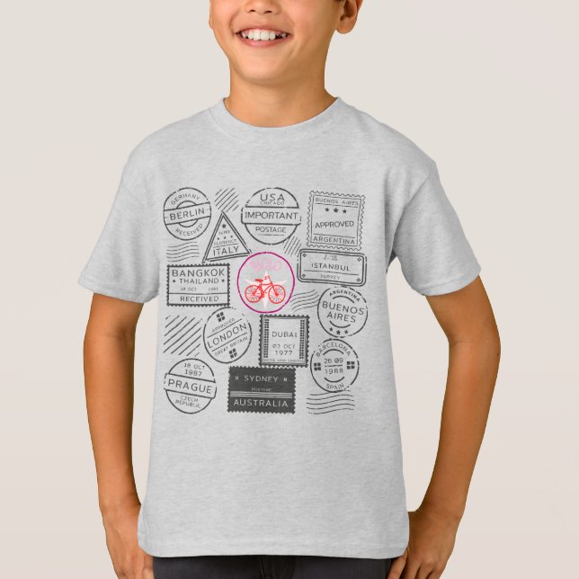World Bicycle, Retro Frimärke T Shirt (Framsida)