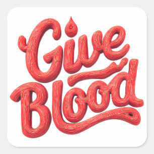 World Blood Donor Day - Glossy Blood Donation Text Fyrkantigt Klistermärke