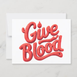 World Blood Donor Day - Glossy Blood Donation Text Vykort
