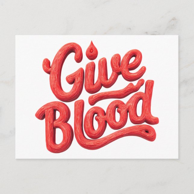 World Blood Donor Day - Glossy Blood Donation Text Vykort (Framsida)