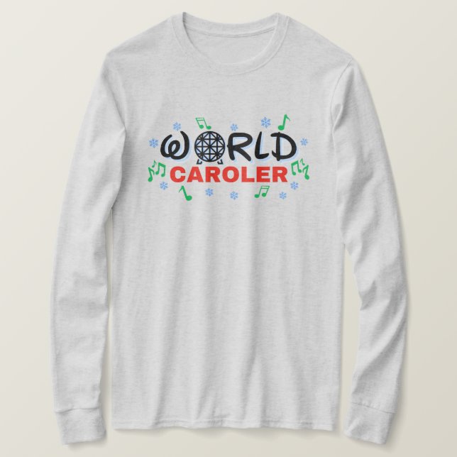 World Caroler med Grönt Musik noter och Blue Snö T Shirt (Design framsida)