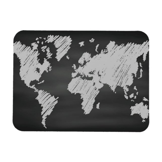 World Chalkboard Karta Magnet (Horisontell)