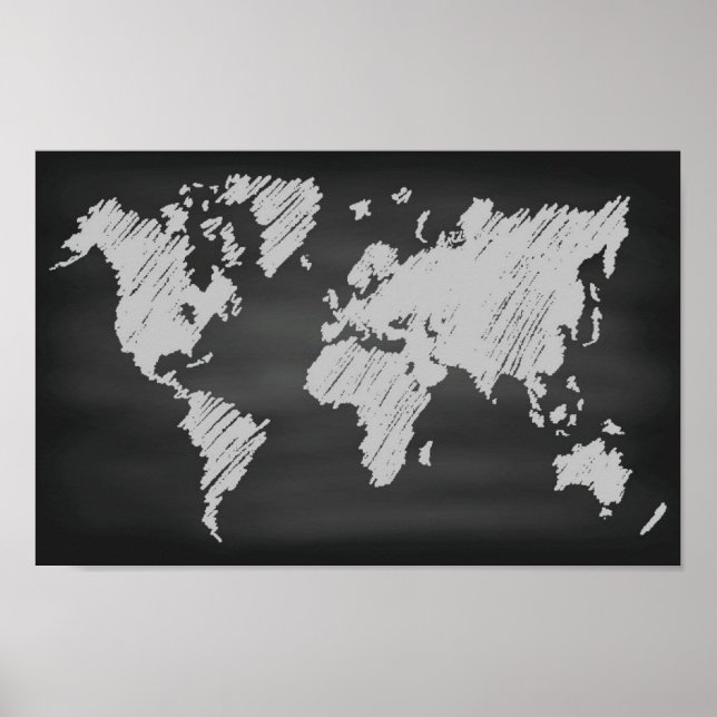 World Chalkboard Karta Poster (Framsidan)