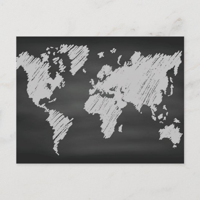 World Chalkboard Karta Vykort (Framsida)