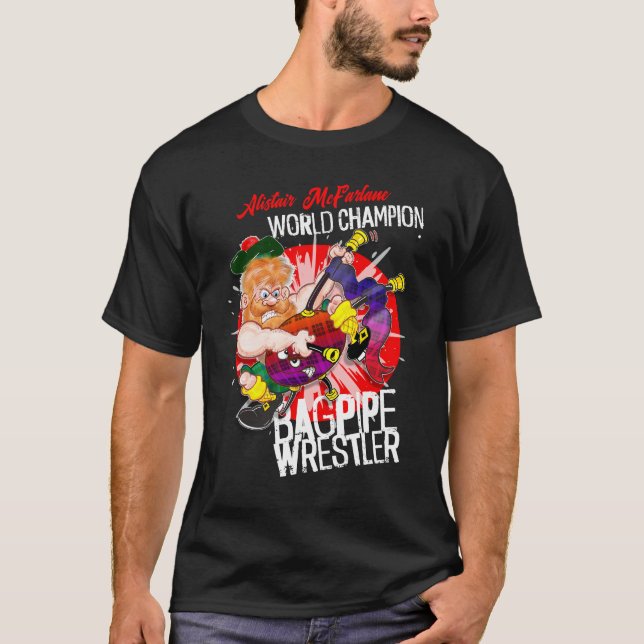 World Champion Bagpipe Wrestler T Shirt (Framsida)