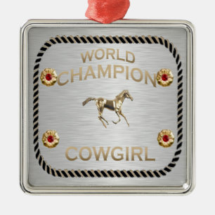 World Champion Cowgirl-gåvor Julgransprydnad Metall