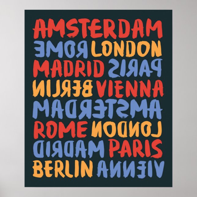 World City | Pensel och Bläck Typografi Mönster Poster (Framsidan)