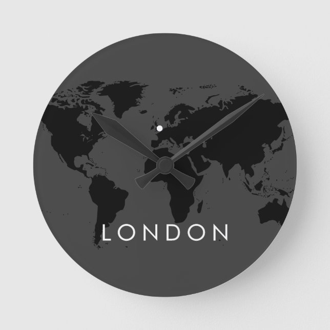 World Clock Anpassningsbar Elegant Modern City Tim Rund Klocka (Framsida)