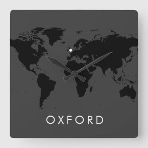 World Clock Anpassningsbar Modern UK City Time Zon Fyrkantig Klocka