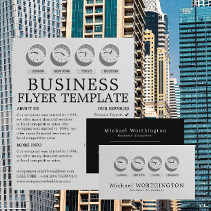 World Clocks, Business & Finance Visitkort